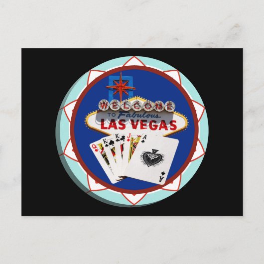 Las Vegas Sign. & Kaarten Poker Chip (Voorkant)