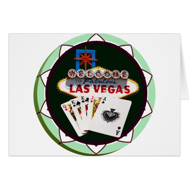 Las Vegas Sign. & Kaarten Poker Chip (Voorkant Horizontaal)