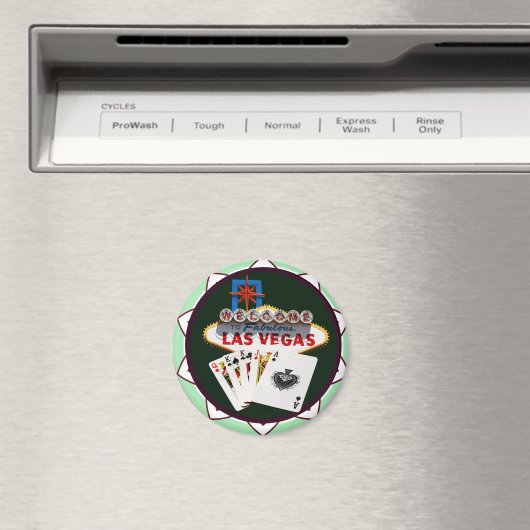 Las Vegas Sign. & Kaarten Poker Chip Magneet (Insitu (Vaatwasser))