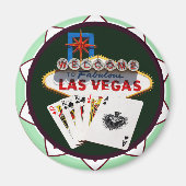 Las Vegas Sign. & Kaarten Poker Chip Magneet (Voorkant)