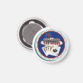Las Vegas Sign. & Kaarten Poker Chip Magneet (Voorkant / Achterkant)