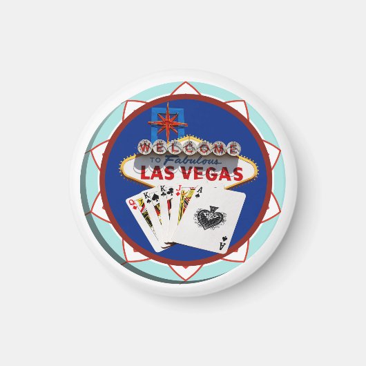 Las Vegas Sign. & Kaarten Poker Chip Magneet (Voorkant)