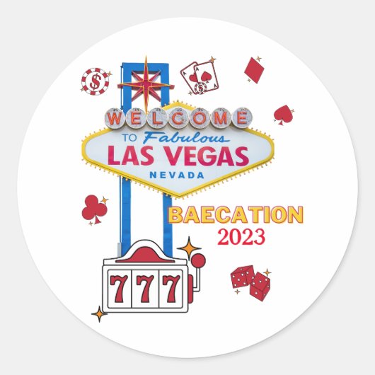 Las Vegas Sign Nevada Baecation Group Matching Ronde Sticker (Voorkant)