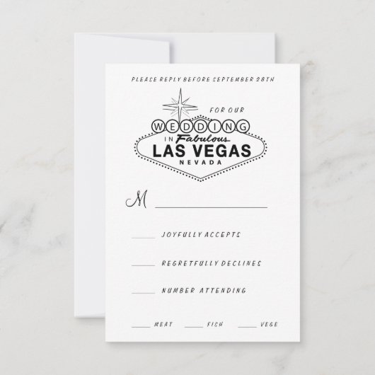 Las Vegas Sign Retro Wedding RSVP Kaart (Achterkant)
