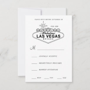 Las Vegas Sign Retro Wedding RSVP Kaartje