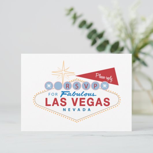 Las Vegas Sign RSVP | Huwelijksreactiekaart (Staand voorkant)