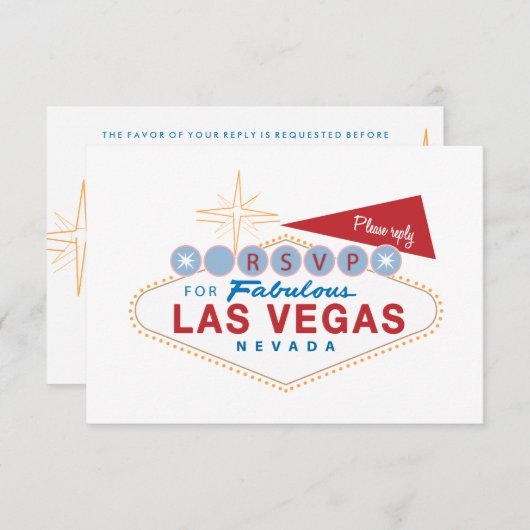 Las Vegas Sign RSVP | Huwelijksreactiekaart (Voorkant / Achterkant)