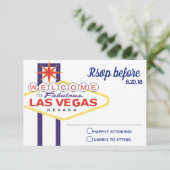 Las Vegas Sign Wedding RSVP Kaartje (Staand voorkant)