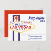 Las Vegas Sign Wedding RSVP Kaartje (Voorkant / Achterkant)