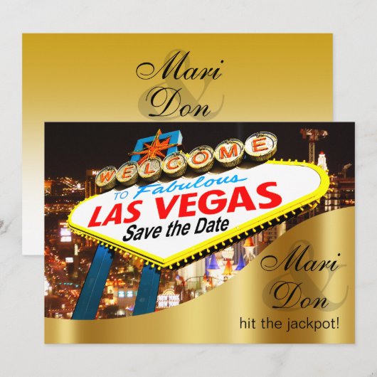 Las Vegas Sign Wedding Save the Date (Voorkant / Achterkant)