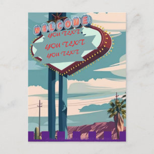 Las Vegas Silhouette Printbaar, Stadsgezicht Lijn Briefkaart