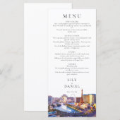 Las Vegas Silhouette Watercolor Bestemming Huwelij Menu (Voorkant / Achterkant)