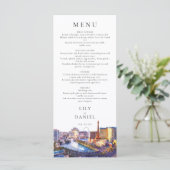Las Vegas Silhouette Watercolor Bestemming Huwelij Menu (Staand voorkant)
