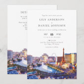 Las Vegas Silhouette Watercolor QR Code Trouwen Kaart (Voorkant / Achterkant)