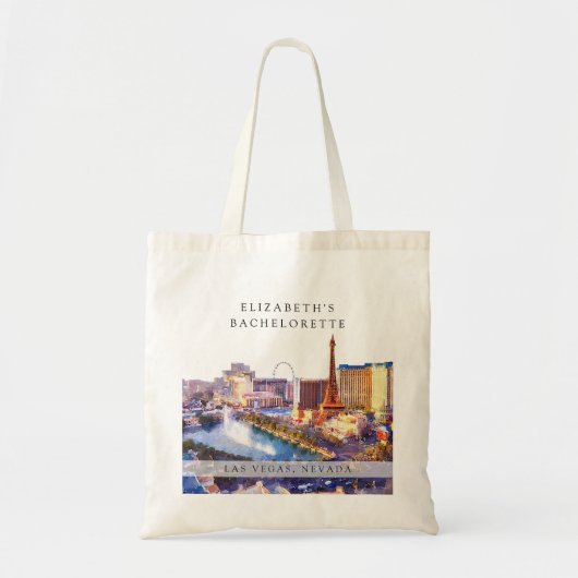 Las Vegas Silhouette Waterverf Bachelorette Weeken Tote Bag (Voorkant)