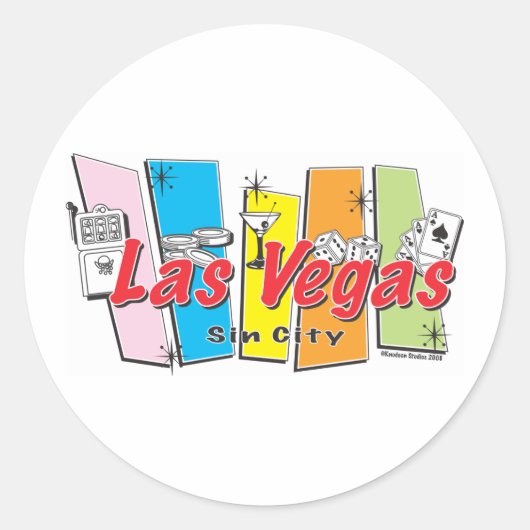 Las-Vegas-Sin-City Ronde Sticker (Voorkant)
