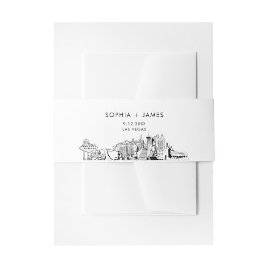 Las Vegas Skyline Belly Band, 2 "x11.5" Uitnodigingen Wikkel (Voorkant Voorbeeld)