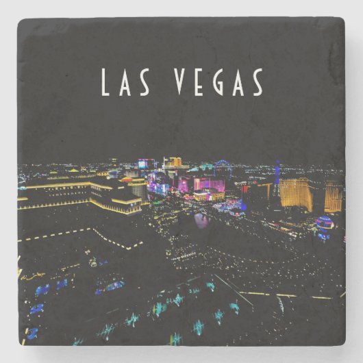 Las Vegas Skyline bij nacht Stenen Onderzetter (Voorkant)