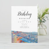 Las Vegas Skyline Birthday Weekend Invitation Kaart (Staand voorkant)