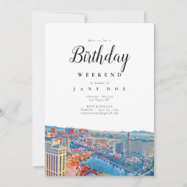 Las Vegas Skyline Birthday Weekend Invitation Kaart