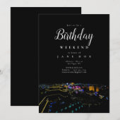 Las Vegas Skyline Birthday Weekend Invitation Kaart (Voorkant / Achterkant)