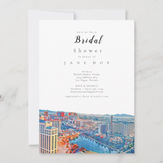 Las Vegas Skyline Bridal Shower Invitation Kaart (Voorkant)