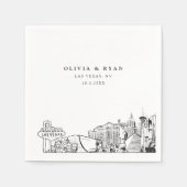 Las Vegas skyline bruiloft papier cocktail servet (Voorkant)