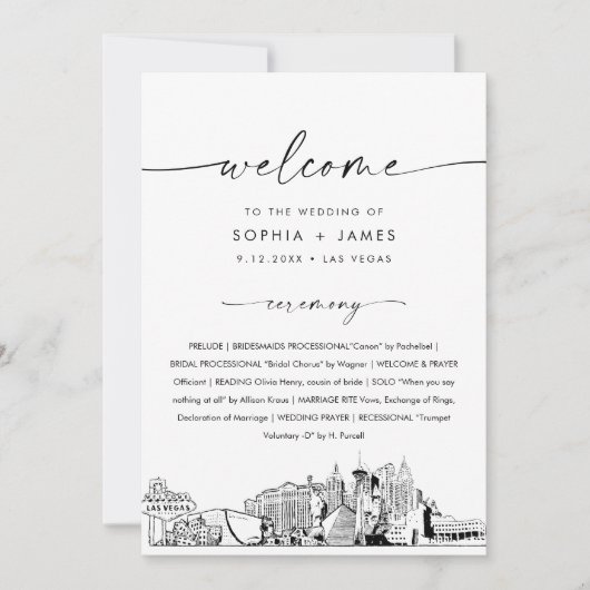 Las Vegas skyline bruiloft programma 5x7 Kaart (Voorkant)