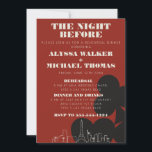 Las Vegas Skyline bruiloft repetitie diner Kaart<br><div class="desc">Een leuke en moderne bruiloft repetitie diner uitnodiging om uw gasten te informeren over uw evenement in Las Vegas! Deze uitnodiging voor een repetitiediner is voorzien van grafiet zwart vet speelkaartpak graphics, een moderne skyline rendering van Las Vegas en volledig aanpasbaar lettertype en tekst op een rode achtergrond van het...</div>