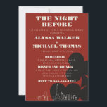 Las Vegas Skyline bruiloft repetitie diner Kaart<br><div class="desc">Een leuke en moderne bruiloft repetitie diner uitnodiging om uw gasten te informeren over uw evenement in Las Vegas! Deze uitnodiging voor een repetitiediner is voorzien van grafiet zwart vet speelkaartpak graphics, een moderne skyline rendering van Las Vegas en volledig aanpasbaar lettertype en tekst op een rode achtergrond van het...</div>
