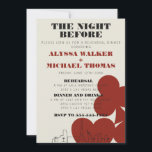 Las Vegas Skyline bruiloft repetitie diner Kaart<br><div class="desc">Een leuke en moderne bruiloft repetitie diner uitnodiging om uw gasten te informeren over uw evenement in Las Vegas! Deze uitnodiging voor een repetitiediner is voorzien van rode, gewaagde speelkaartafbeeldingen, een moderne rendering van de skyline van Las Vegas en volledig aanpasbaar lettertype en tekst op de ivoren crème-achtergrond. Op de...</div>