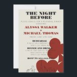 Las Vegas Skyline bruiloft repetitie diner Kaart<br><div class="desc">Een leuke en moderne bruiloft repetitie diner uitnodiging om uw gasten te informeren over uw evenement in Las Vegas! Deze uitnodiging voor een repetitiediner is voorzien van rode, gewaagde speelkaartafbeeldingen, een moderne rendering van de skyline van Las Vegas en volledig aanpasbaar lettertype en tekst op de ivoren crème-achtergrond. Op de...</div>