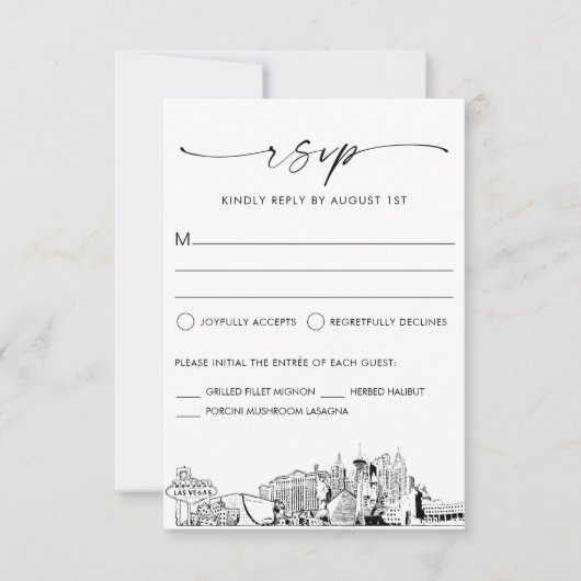 Las Vegas Skyline Bruiloft RSVP Response Kaart (Voorkant)