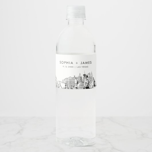 Las Vegas Skyline bruiloft Waterfles Etiket (Voorkant)