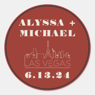 Las Vegas Skyline Casino Wedding Ronde Sticker