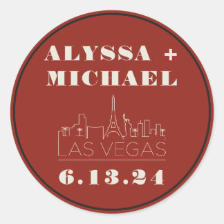 Las Vegas Skyline Casino Wedding Ronde Sticker