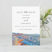 Las Vegas Skyline flat Save the Date Kaart (Staand voorkant)