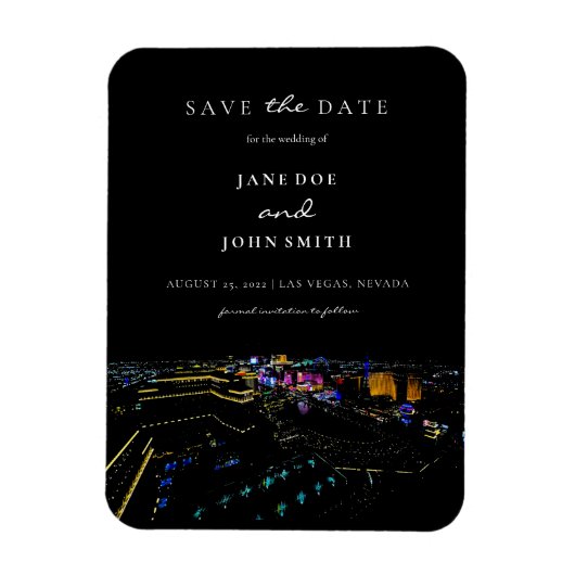 Las Vegas Skyline flat Save the Date Kaart Magnet Magneet (Verticaal)