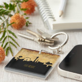 Las Vegas Skyline in een  Grunge Style Sleutelhanger (Voorkant Rechts)