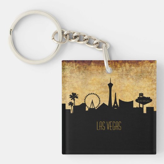 Las Vegas Skyline in een  Grunge Style Sleutelhanger (voorkant)