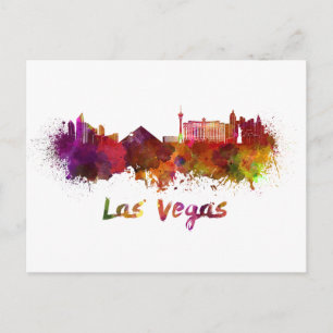 Las Vegas skyline in waterverf Briefkaart