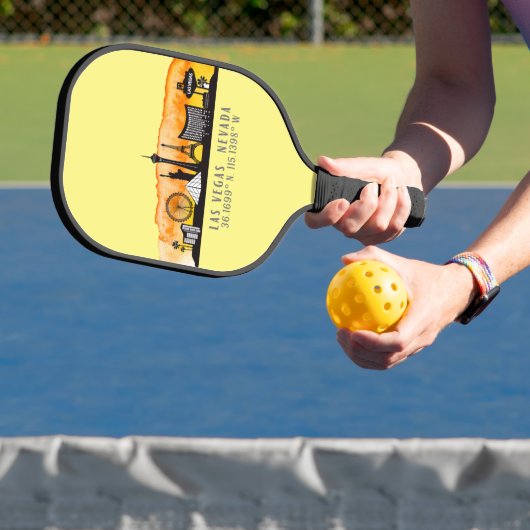 Las Vegas Skyline Latitude en Longitude Pickleball Paddle (Insitu)
