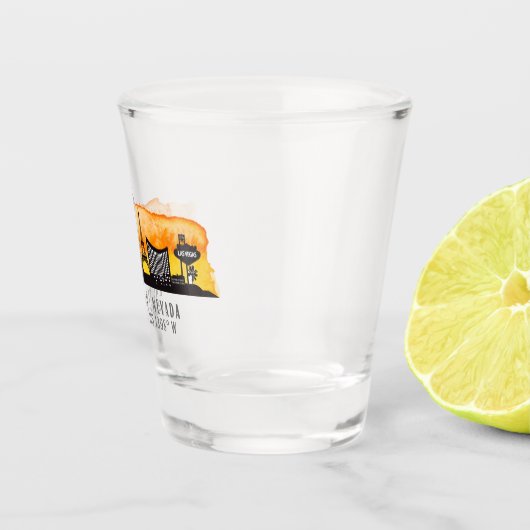 Las Vegas Skyline Latitude en Longitude Shot Glas (Rechts)