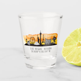 Las Vegas Skyline Latitude en Longitude Shot Glas