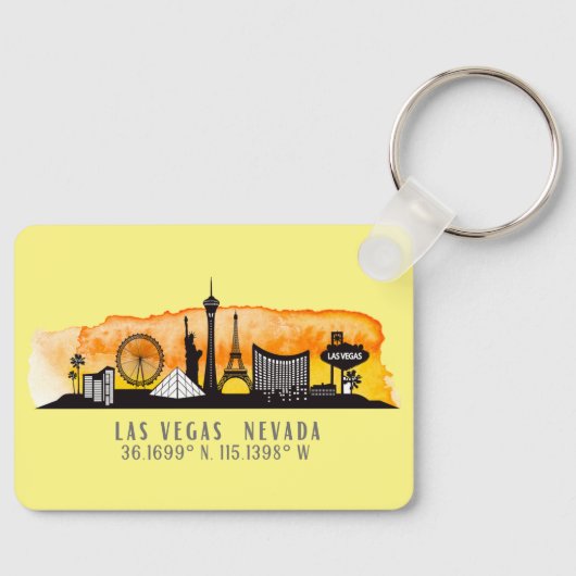 Las Vegas Skyline Latitude en Longitude Sleutelhanger (Voorkant)
