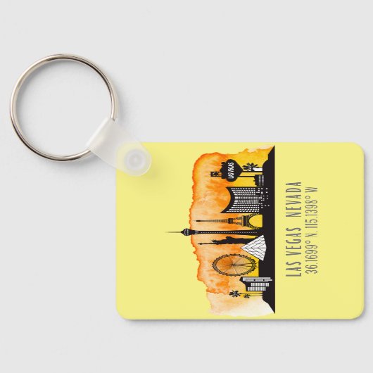 Las Vegas Skyline Latitude en Longitude Sleutelhanger (Achterkant)