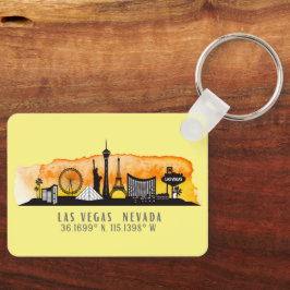Las Vegas Skyline Latitude en Longitude Sleutelhanger