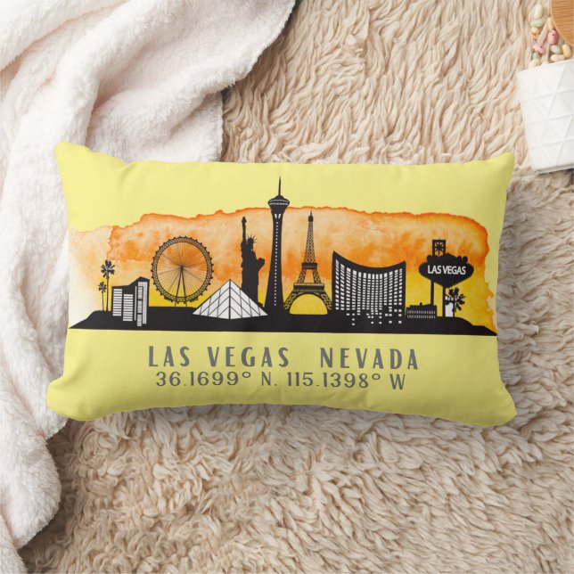 Las Vegas Skyline Latitude Lumbar Pillow Kussen (Deken)