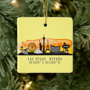 Las Vegas Skyline Latitude Personalized Keramisch Ornament