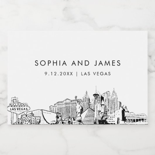 Las Vegas Skyline Mini Sparkling Wijnetiket (Enkel label)